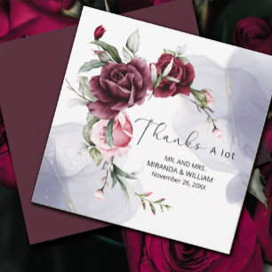 Elegant Burgundy Röd ros Watercolor Tack Ca Kort