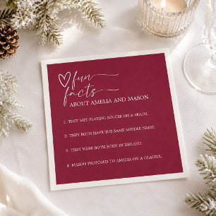 Elegant Burgundy Roliga Fakta Bröllop Pappersservett