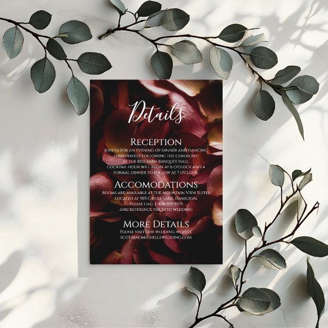 Elegant Burgundy Romantic Rose Enclosure Card Tilläggskort (Skapare uppladdad)