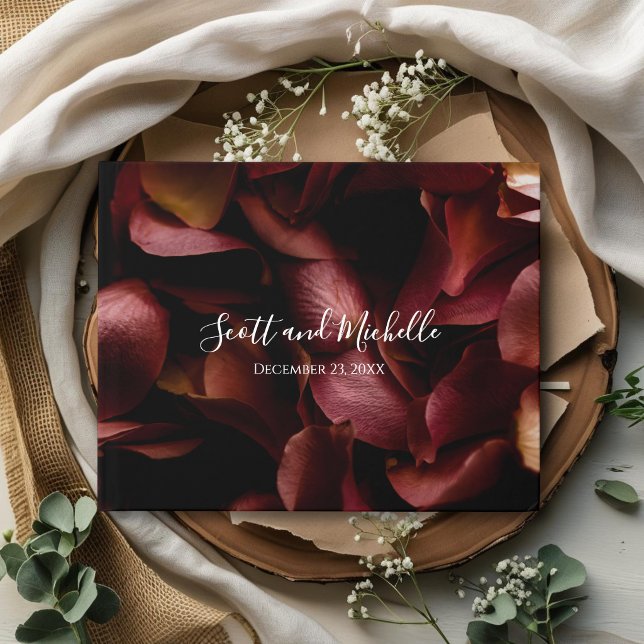 Elegant Burgundy Romantic Rose Guest Book Gästböcker (Skapare uppladdad)