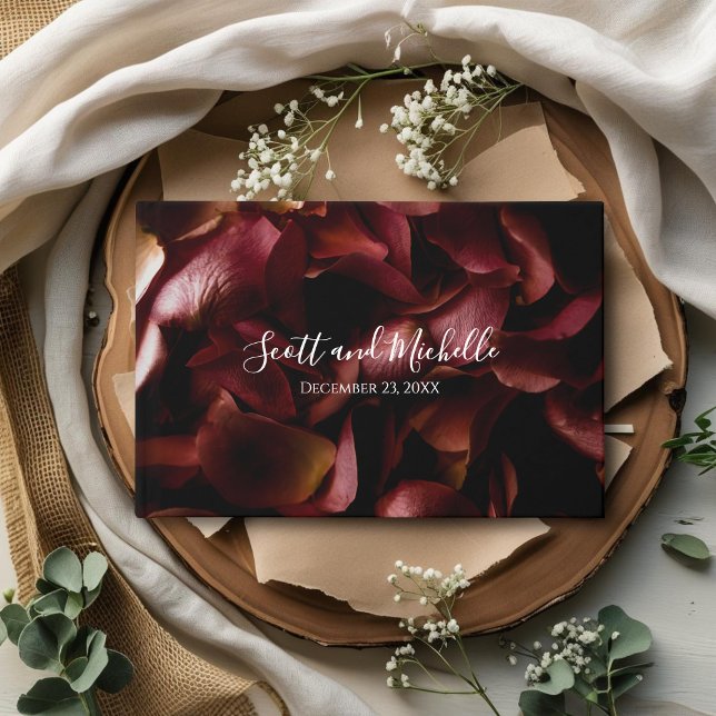Elegant Burgundy Romantic Rose Guest Book Gästböcker (Skapare uppladdad)