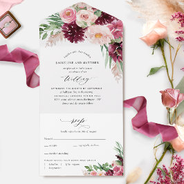 Elegant Burgundy Rosa Blommigt Boho Bröllop