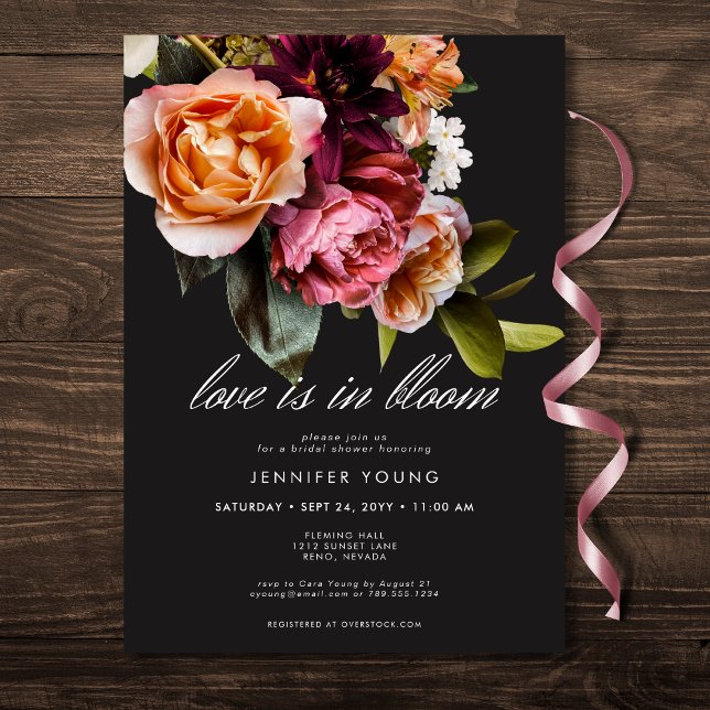 Elegant Burgundy Rosa Blommigt Kärlek i Bloom Show Inbjudningar (Elegant Burgundy Pink Floral Love In Bloom Shower Invitation)