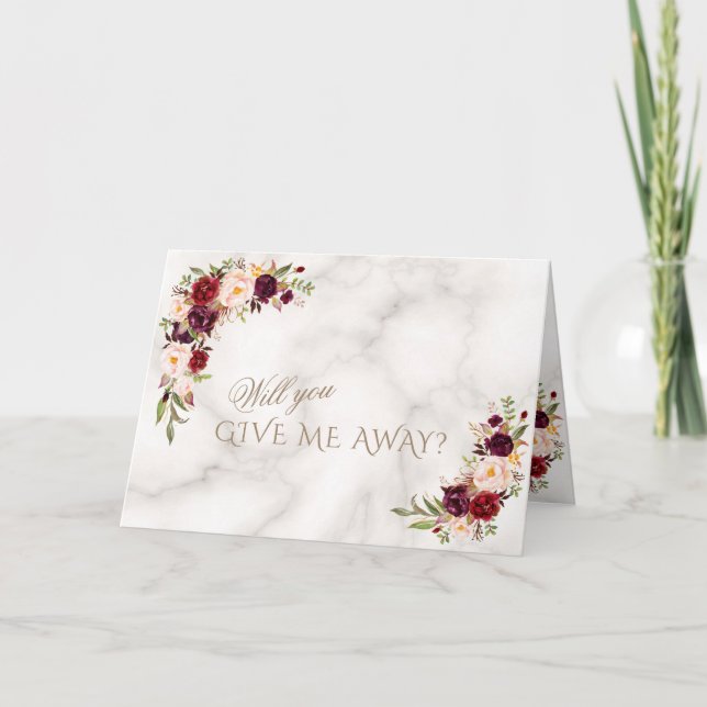 Elegant Burgundy Rosa  blommor Bröllop Inbjudan (Framsida)