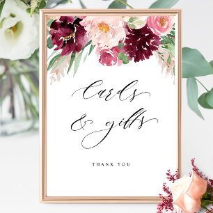 Elegant Burgundy Rosa -, kort- och presentkort Poster