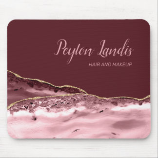 Elegant Burgundy Rosa Marble Namn Business Musmatta