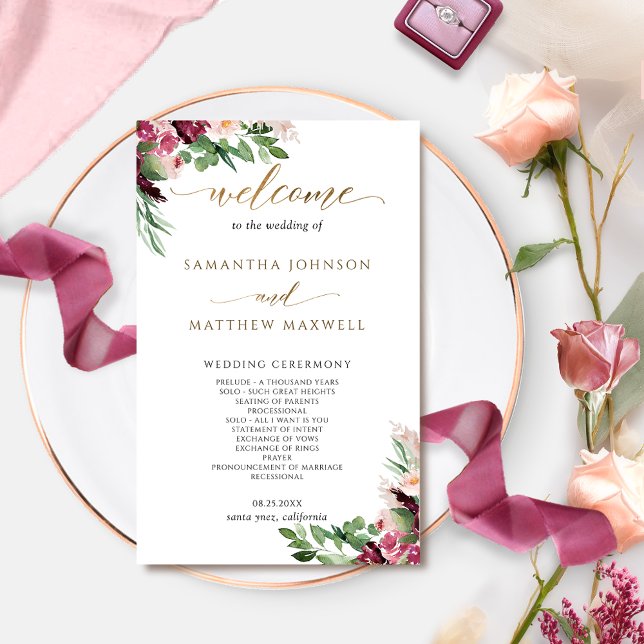 Elegant Burgundy Rosa och  Blommigten Bröllop (Skapare uppladdad)