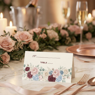 Elegant Burgundy Rose Chic Wedding Placeringskort