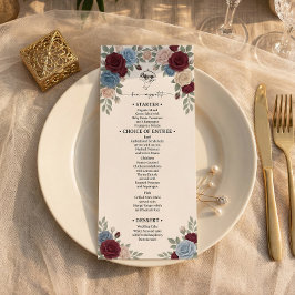 Elegant Burgundy Roses Wedding Menu Meny