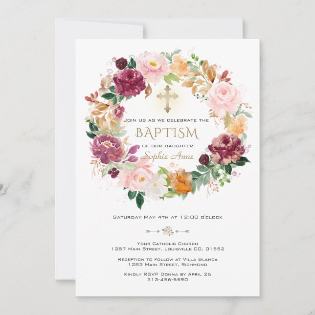 Elegant Burgundy Saffron Flowers Utandningspåsen B Inbjudningar (Framsida)