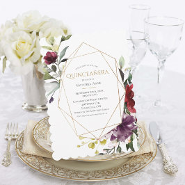 Elegant Burgundy Scalloped Quinceañera-inbjudan Inbjudningar