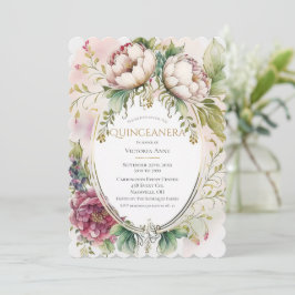 Elegant Burgundy Scalloped Quinceanera-inbjudan Inbjudningar