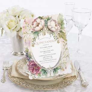Elegant Burgundy Scalloped Quinceañera Navigation Inbjudningar
