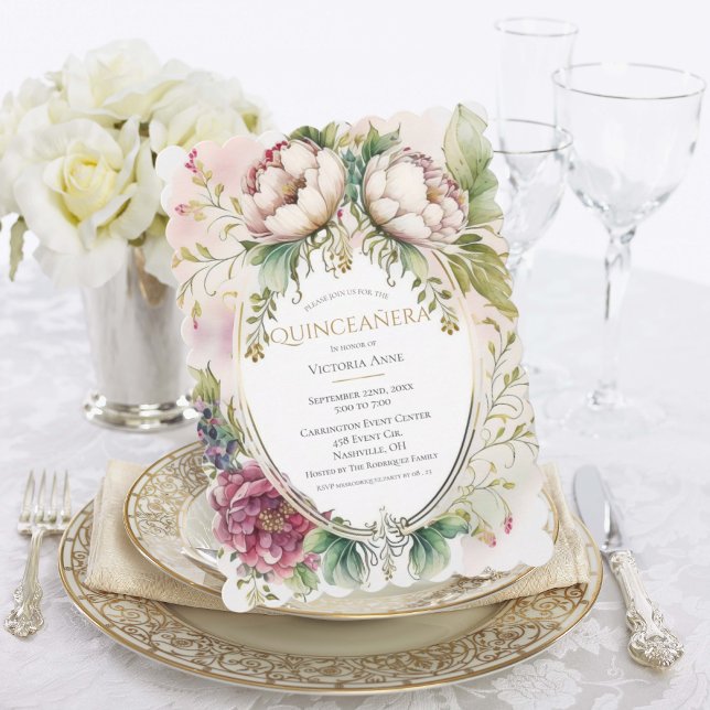 Elegant Burgundy Scalloped Quinceañera Navigation Inbjudningar (Skapare uppladdad)