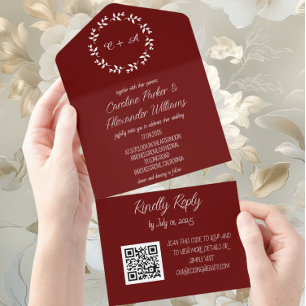 Elegant Burgundy Script Modern OSA QR-kod