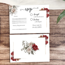 Elegant Burgundy & Silver Blommigt Bröllop OSA Kort