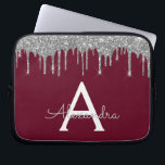 Elegant Burgundy Silver Glitter Gnistra Monogram Laptop Fodral<br><div class="desc">Burgundy och Silver Faux Dripping Modern och Elegant Girly Glitter och Gnistra Elegant Monogram Fodral. Fodral kan anpassas så att det omfattar ditt första och första namn.</div>