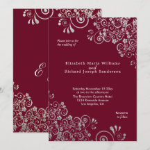 Elegant Burgundy Silver Grått Swirls Bröllop