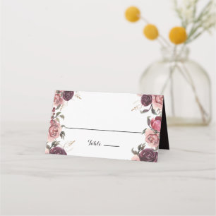 Elegant Burgundy Sommar Blommigt Bröllop-platskort Placeringskort