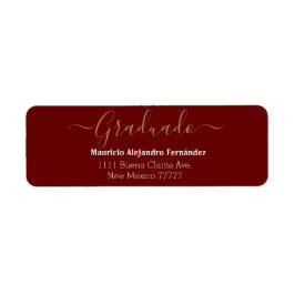 Elegant Burgundy Spanska | Klassårets returlampa Returadress Etikett