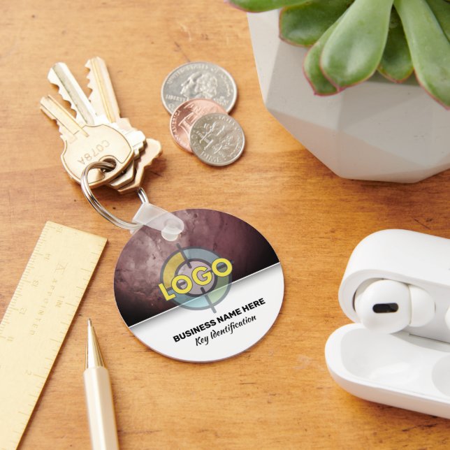 Elegant Burgundy Stone Modern Branding Custom Logo Nyckelring (Skrivbord)