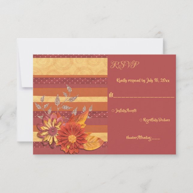Elegant Burgundy Struktur Glitter Blommigt Bröllop OSA Kort (Framsida)