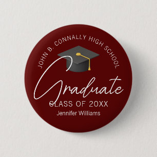 Elegant Burgundy Student Anpassningsbar 2025 Stude Knapp