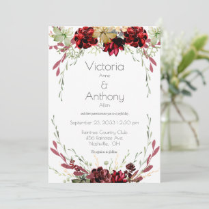 Elegant Burgundy Succulents Vines Greenery Bröllop Inbjudningar