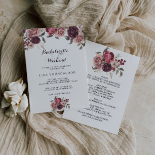 Elegant Burgundy Summer Bachelorette Helg Inbjudningar