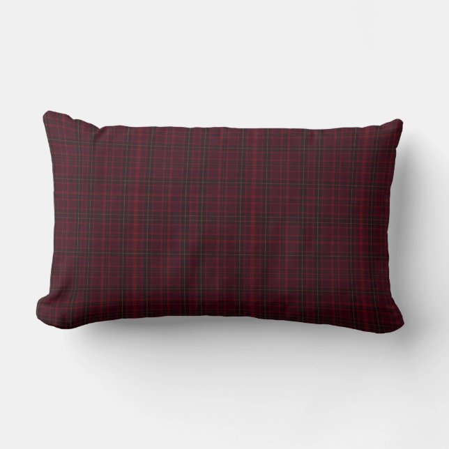Elegant Burgundy Tartan Lumbarkudde (Framsida)