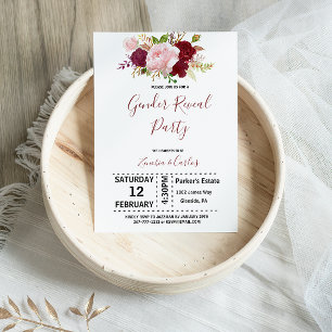 Elegant Burgundy Tropical Gender Reveal Party Inbjudningar
