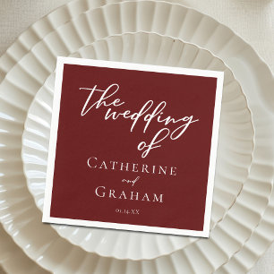 Elegant Burgundy Typography Evening Bröllop Pappersservett
