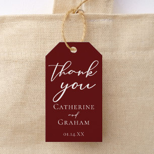 Elegant Burgundy Typography Evening Bröllop Presentetikett
