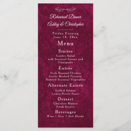 Elegant Burgundy Velvet White Rehearsal Dinner Meny