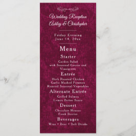 Elegant Burgundy Velvet White Wedding Reception  Meny