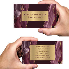 Elegant Burgundy Vin Red and Guld Agate Luxury Visitkort