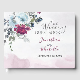 Elegant Burgundy Vit ros Christian Bröllop Gästböcker