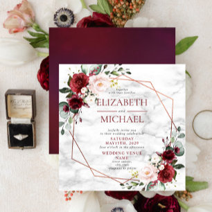 Elegant Burgundy  Watercolor Blommigt Baptism Inbjudningar