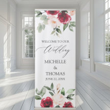 Elegant Burgundy  Watercolor Blommigt Bröllop