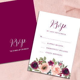 Elegant Burgundy Watercolor-Blommigt OSA Kort