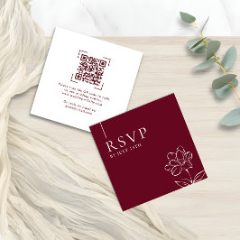 Elegant Burgundy Wedding QR Code RSVP Cards Anteckningskort