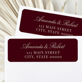 Elegant Burgundy Wedding Return Address Returadress Etikett