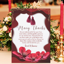 Elegant Burgundy & White Boho Bröllop-årsdagen Tack Kort