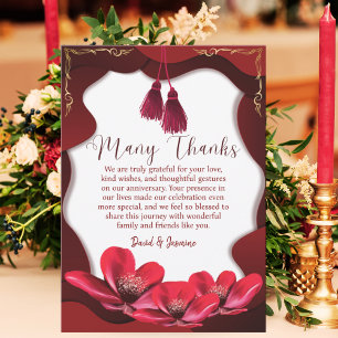 Elegant Burgundy & White Boho Bröllop-årsdagen Tack Kort