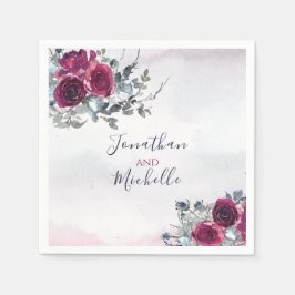 Elegant Burgundy White och Blue Ro Bröllop Pappersservett