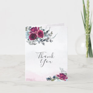 Elegant Burgundy White och Blue Ro Bröllop Tack Kort
