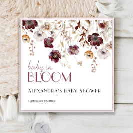 Elegant Burgundy WildblomBaby Shower Pappersservett