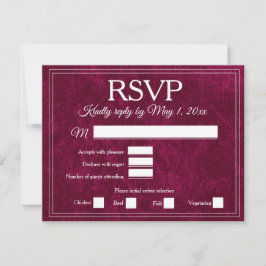 Elegant Burgundy Wine Berry Velvet RSVP Wedding OSA Kort