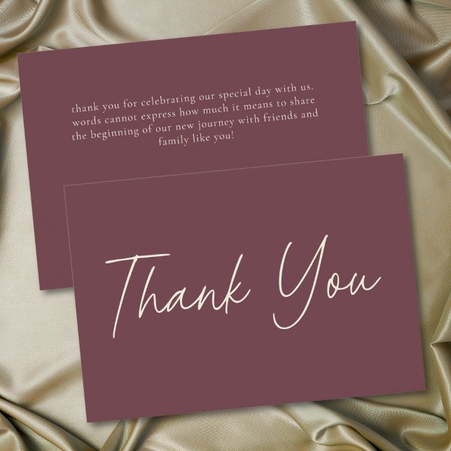 Elegant Burgundy Wine Minimalist Wedding Tack Kort (Elegant Burgundy Wine Minimalist Wedding Thank You Card)