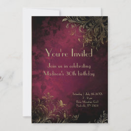 Elegant Burgundyröd & Falskt Guld Inbjudningar